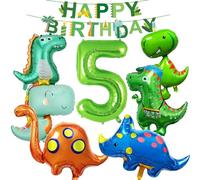 12 Pezzi Palloncini Dinosauri, Foil di Dinosauro Decorazioni Compleanno Dinosauri Palloncini Per Bambini Festa Nella Giungla Ragazzo Ragazza 3 4 5 Anno(Dinosauro 4 anni)