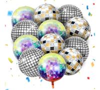 12 Pezzi Palloncini Disco, 22 Inches 4D Disco Foil Balloons, Helium Balloon Decorations, Suitable for Disco Themed Party Decorations