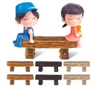 12 Pezzi Panchina in Resina E Legno in Miniatura: 2,2" Sgabello Retrò a Doppia Seduta di Mobili per Casa Delle Bambole per Decorazioni per Casa Delle Bambole, Accessori per Giardino Fate, Decorazioni