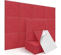 12 Pezzi Pannelli acustici autoadesivi,Pannello Fonoassorbente Quadrati,Insonorizzazione Stanza,Copertura 2.16㎡,Alta Densità 230kg/m³ NRC 0.95, Pannelli Fonoassorbenti Decorativi (Rosso)