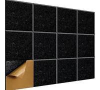 12 Pezzi Pannelli acustici autoadesivi,Pannello Fonoassorbente Quadrati,Insonorizzazione Stanza,Copertura 2.16㎡,Alta Densità 230kg/m³ NRC 0.95, Pannelli Fonoassorbenti Decorativi (Nero)