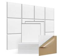 12 Pezzi Pannelli acustici autoadesivi,Pannello Fonoassorbente Quadrati,Insonorizzazione Stanza,Copertura 2.16㎡,Alta Densità 230kg/m³ NRC 0.95, Pannelli Fonoassorbenti Decorativi (Bianco)