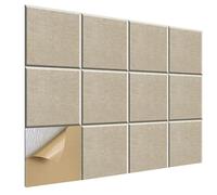 12 Pezzi Pannelli acustici autoadesivi,Pannello Fonoassorbente Quadrati,Insonorizzazione Stanza,Copertura 2.16㎡,Alta Densità 230kg/m³ NRC 0.95, Pannelli Fonoassorbenti Decorativi (Cammello)