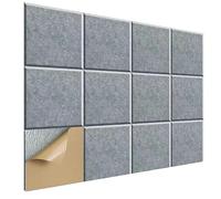 12 Pezzi Pannelli acustici autoadesivi,Pannello Fonoassorbente Quadrati,Insonorizzazione Stanza,Copertura 2.16㎡,Alta Densità 230kg/m³ NRC 0.95, Pannelli Fonoassorbenti Decorativi (Grigio)