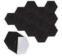 12 Pezzi Pannelli Fonoassorbenti Esagonali Autoadesivi, Studio, Gaming, Ufficio, Recording, Pannello Fonoassorbente Decorativi per Pareti, Porta, Soffitto, 30 x 26 x 1 cm (Nero)