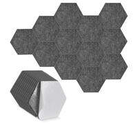 12 Pezzi Pannelli Fonoassorbenti Esagonali Autoadesivi, Studio, Gaming, Ufficio, Recording, Pannello Fonoassorbente Decorativi per Pareti, Porta, Soffitto, 30 x 26 x 1 cm (Grigio)