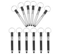 12 Pezzi Penna Touch Capacitiva Portachiavi Nera, Leggera e | Lega e Plastica, Design ad Anello Portachiavi, Back To School Party, Mini Penna per Schermo