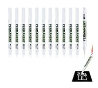 12 Pezzi Pennarello Indelebile Bianco, Pennarello Indelebile per Tessuti, Penna Bianca Indelebile per Decorazione Vetro, Metallo, Legno, Pennarelli Acrilici Resistenti all'Acqua e Durevoli