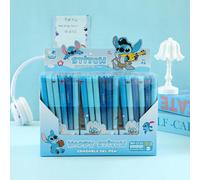 12 pezzi Penne gel in scatola Disney, penna gel cancellabile Stitch dei cartoni animati con nucleo blu da 0,5 mm, penna gel Stitch di alto valore per studenti con meccanismo a scatto, articolo da canc