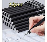 12 pezzi Penne gel punta fine 0,5 mm - Inchiostro nero, scorrevoli e anti-sanguinamento - Design ergonomico e durevole, adatte per ufficio, prendere appunti e disegnare - Articoli di cancelleria azien