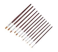 12 Pezzi Pennelli Acquerello Sintetici, Testa Piatta in Nylon, Manico | Set di 12 pennelli per acquerello, punte piatte e rotonde, resistenti setole in nylon, assorbono acqua per stesure morbide,