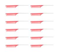 12 Pezzi Pettine a Coda per Chioma in Plastica Rosa per Salone | Impugnatura Comoda e Antiscivolo, Leggero, Protegge Dai Nodi, per Kit Cosmetici e Uso Professionale