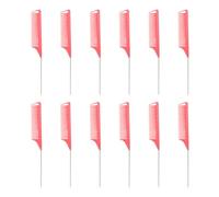 12 Pezzi Pettine a Coda, Plastica Rosa, Antiscivolo e Comodo | Casa e Kit Cosmetici, Massaggia Cuoio Capelluto, Protegge Dai Nodi, Accessorio per Acconciature
