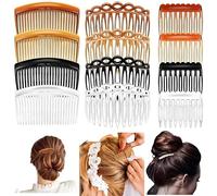 12 Pezzi Pettinini Fermacapelli,Pettine per Capelli Accessori per Capelli Fini Donne, 4 Colori Diversi e 3 Stili Differenti Laterali in Plastica Pettine, Francese Fermagli