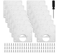 12 Pezzi Piastra Riparazione Cerniera Ante, 9cm X 9cm Supporto Piastra x Cerniere Porte Armadi Acciaio Inossidabile, Piastre per Cerniere Multifunzione, con 72 Viti e 1 Cacciavite