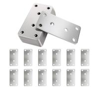 12 Pezzi Piastre di Giunzione Piane 80x40mm in Acciaio Inox, Staffe di Fissaggio Piatte Forate per Interni ed Esterni