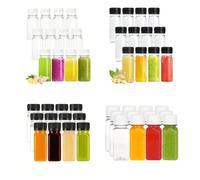 12 pezzi Piccole bottigliette di plastica con tappi a vite per liquidi, succhi, wellness shot - Bottigliette per shot di zenzero con coperchi - Riutilizzabili//A tenuta stagna/Adatte al congelatore Bo