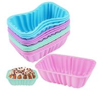 12 Pezzi Pirottini Silicone, Rettangolo Stampi Muffin Silicone, Stampini Muffin, Riutilizzabili, Senza BPA, Antiaderente, Lavabile in Lavastoviglie, per Muffin, Torte (4 Colori, 8.5 x 5.4 x 2.8cm)