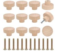 12 Pezzi Pomelli Per Mobili Legno, Rotonde Pomelli Per Cassetti, Pomello Mobile Con Viti, Diametro 30 Mm Pomellio In Legno Superficie Laccata, Manopole Per Armadi, Comodino, Cucina, Cassetto