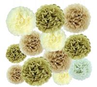12 Pezzi Pompon Carta velina Gradiente dorata per decorazione da soffitto per festa, decorazione da tavolo Battesimo, decorazione per matrimonio boheme