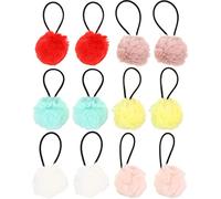 12 pezzi pompon palla capelli cravatte elegante moda squisita bella capelli accessori elastico coda di cavallo elastico elastico anello per capelliPratica alla moda