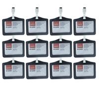 12 Pezzi Porta Badge Con Corda In Pelle PU Nero Interno 85X54mm