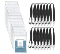 12 Pezzi Porta Badge Trasparente, 10,2 x 20,4cm Portatessere Impermeabile con Cordino, Portabadge In PVC per Lavoro, Fiera, Scuola (Verticale)