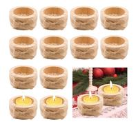 12 Pezzi Portacandele in Legno Naturale per Candele Votive 6x2.5cm, Portacandele Votivi Resistenti per Decorazione da Tavolo di Matrimonio, Natale, Compleanno e Feste