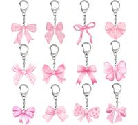 12 pezzi Portachiavi con fiocco rosa, adatti per feste con fiocchi rosa, feste di compleanno rosa, feste affascinanti, festa di nascità, addii al nubilato rosa, raduni familiari, feste di nozze, riemp