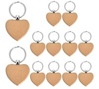 12 Pezzi Portachiavi in Legno Vuoto, Cuori Fai Da Te per Incisione, Pittura, Scritte - Regali per Coppie, Famiglie, Matrimoni, Compleanni