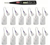 12 Pezzi Portalampada E27 Porta Lampadina Portalampada E27 per Cantiere/Ristrutturazione/Lavori,E27 Lampade Basi con Filo e Terminale,Tester di Tensione,Supporto della Lampada