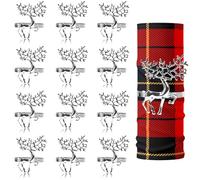 12 Pezzi Portatovaglioli con Renne di Natale, Ferma Tovaglioli Natalizi, Porta Tovaglioli Argento, Anelli Portatovaglioli, Decorazione Tavola, per Matrimoni, Natale, Feste Cene e Ringraziamento