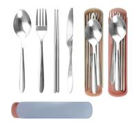 12 Pezzi Posate da Viaggio con Custodia,porta posate pranzo ufficio Riutilizzabile,Set Posate Acciaio Inox,Set Forchette Cucchiai e Coltelli,Posate Moderne per Picnic, Campeggi, Viaggi e Scuole