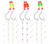 12 pezzi pre-legati Pompano Fishing Rigs, galleggianti ad alta sensibilità, ganci in nylon e acciaio inossidabile, capacità 13,6 kg per surf, ponte e pesca al molo