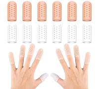 12 Pezzi Protezioni per in Silicone, Gel Manicotti per Proteggi, Protezioni, Proteggi e Pollici, Gel Manicotti per Dita, Copridito in Silicone(Trasparente+Bianco)