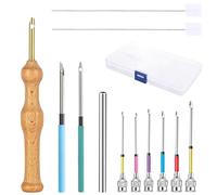 12 Pezzi Punch Needle Kit, Ago Magico per Ricamo, Cucitura con Ricamo in Acciaio Punzone Art Needles con Manico Kit Set, Kit Ricamo, Kit Ricamo Principianti