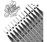 12 pezzi,Punta di Diverse Dimensioni Perfetta per Scrittura, Set di Penne a Punta Fine Nera Penna da disegno Fineliner, Calligrafia Pennarelli Pen,pennarello nero