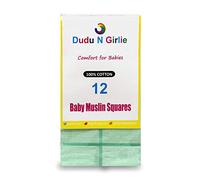 12 pezzi quadrati in mussola per neonati di alta qualità, 100% cotone, 70 x 70 cm circa, morbidissimi, prodotti in UE (nuovo) (la confezione può variare)
