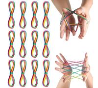 12 Pezzi Rainbow Rope, Giochi Di Corda Mano Bambini,Finger Twist Gioco A Filo, Gioco del Dito della Stringa,Giochi Con Corda per Dito,Ottimo Come Piccolo Regalo,Lunghezza 165cm
