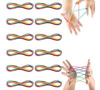 12 Pezzi Rainbow Rope, Giochi di Corda Mano, Finger Twist, Gioco del Dito della Stringa, Finger String Game Ropes, Gioco Catena Giocattoli, Finger Game per Ragazzi e Ragazze