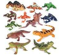 12 pezzi rettili lucertole animali statuette mini plastica anfibi a sangue freddo rana giocattoli animali della giungla camaleonte foresta pluviale giocattolo per progetti scolastici scherzo puntelli