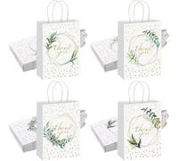 12 pezzi sacchetti regalo in carta da regalo con tema di ringraziamento e colore salvia per feste di compleanno 12 pezziGeometrico,Lettere,PianteCarta tessile