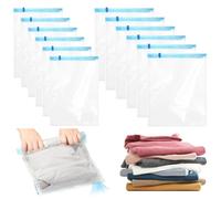 12 Pezzi Sacchetti Sottovuoto per Vestiti da Viaggio, Set di Buste Sottovuoto Riutilizzabili, Sacchetti Compressione per Valigia, Imballaggio per Abiti, Piumoni e Accessori (35x50cm e 50x60cm)