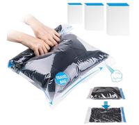 12 Pezzi Sacchi Sottovuoto di Rotolo a Mano, 3 Misure (40x50 cm/40x60 cm/50x70 cm), Set di Sacchetti Sottovuoto da Viaggio, Sacchetti stoccaggio da Viaggio, Pompa Senza Bisogno