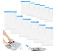 12 Pezzi Sacchi Sottovuoto Vestiti, 6 * 50x35 + 6 * 60x40 - Sacchetti Sottovuoto Vestiti Viaggio, Sottovuoto Vestiti da Viaggio Riutilizzabili, Buste Sottovuoto Vestiti da Viaggio di Rotolo a Mano