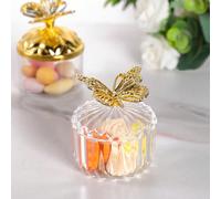 12 pezzi Scatola per caramelle, scatola regalo con coperchio dorato e trasparente a forma di farfalla, adatta per matrimoni, compleanni, feste per la rivelazione del sesso, vacanze, presentazione di d