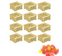12 Pezzi Scatole per Bomboniere Feste Di Matrimonio, Scatola Caramelle Quadrata Vuota Scatoline Portaconfetti Scatoline Portaconfetti Matrimonio per Addio Al Nubilato Matrimonio Compleanno(Oro)