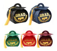 12 pezzi Scatole regalo a forma di tocco da laurea, nero/blu/verde/rosso/oro, scatole per confezioni regalo per la laurea con nappe dorate, bomboniere per festa di laurea, forniture per festa di laure