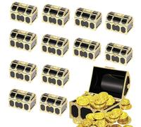 12 Pezzi Scrigno Del Tesoro Dei Pirati, Scatola Per Feste Dei Pirata, Mini Scrigno Del Tesoro, Gioco Di Ruolo, Con 30 Monete d'Oro In Plastica, Per Feste Piratesche, Decorazioni, Compleanno, Nero