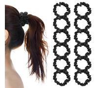 12 Pezzi Scrunchies per Capelli Seta Fasce per Capelli in Raso Nero Elastici Capelli Setosi Fasce Elastiche Donna Scrunchies Accessori per Capelli per Capelli Ricci Sottili e Spessi